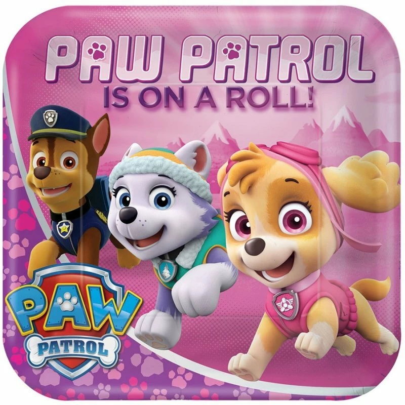 Paw Patrol Girl 23cm Square Paper Plates - 8 Pack 1 Paw Patrol Girl 23cm Square Paper Plates - 8 Pack