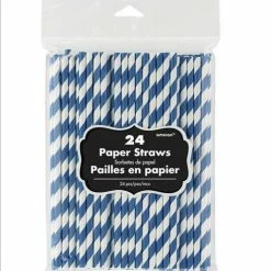Amscan Party Supplies Paper Straws Blue 24 Pack