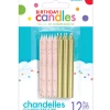 Amscan Party Supplies Birthday Candles Pink Glitter And Gold Metalic 8.5cm 12 Pack